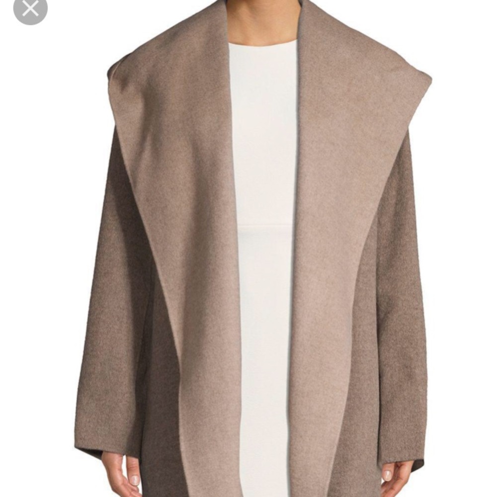 Vince hooded oatmeal color wool coat